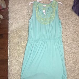 Turquoise and yellow dress
